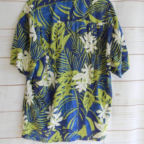 VINTAGE 90'S SANDWICH ISLE BLUE/GREEN MADE IN HAWAII HAWAIIAN BUTTON DOWN SZ S - Picture 4 of 4